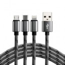 Kabel 3 in 1  USB iPhone - USB-C, Lightning, micro USB 120cm CBB-1.2MCI  / 2.4A